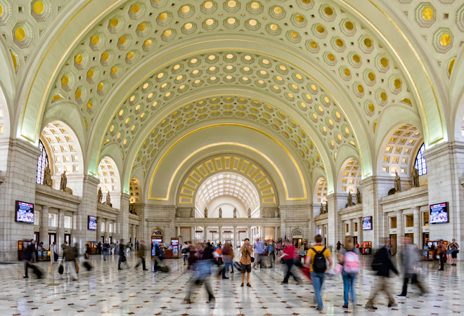 people at Union Station in Washington, DC