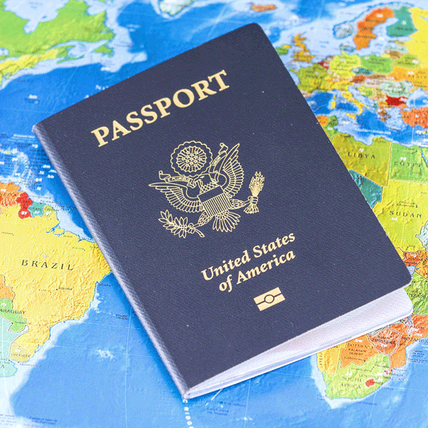 close-up of passport