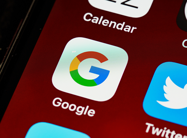 A screen shows the Google app icon