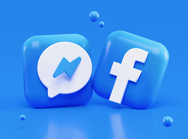 A message icon and a Facebook icon