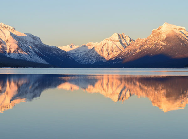 Majestic mountains reflected in a lake 