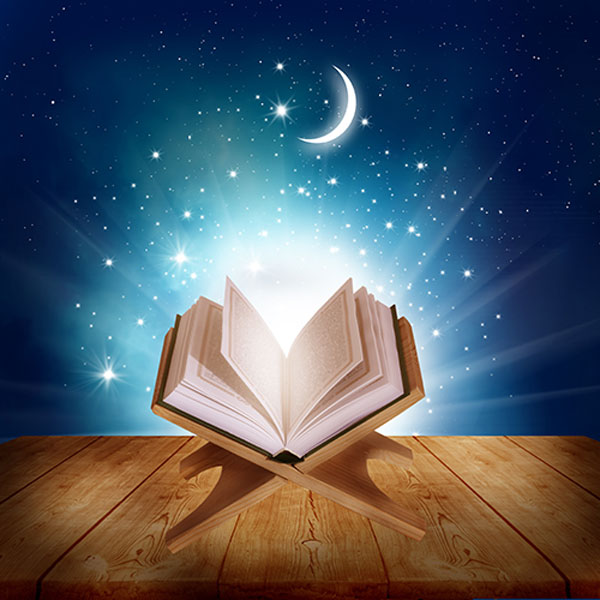 book emanating stars and moon